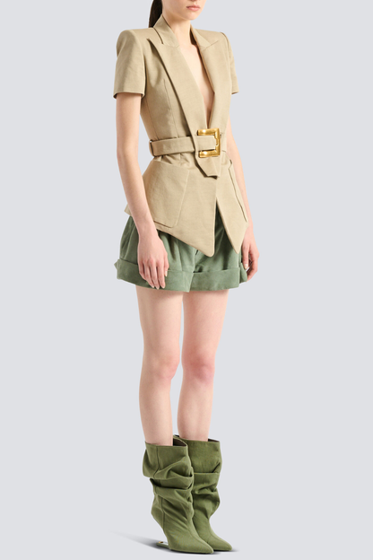 Sappho Belted Jacket - Khaki