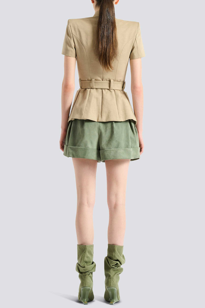 Sappho Belted Jacket - Khaki