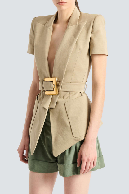 Sappho Belted Jacket - Khaki