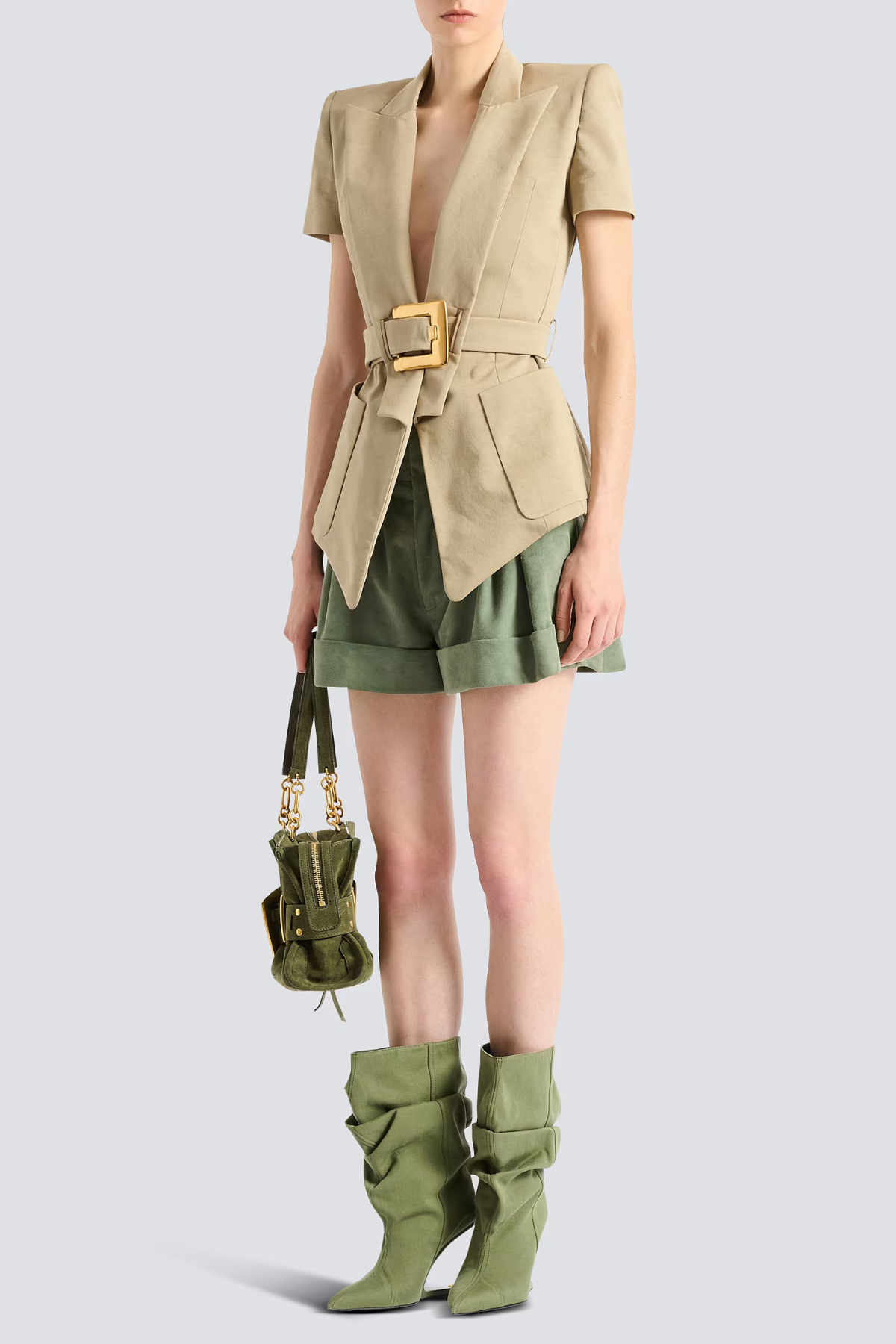 Sappho Belted Jacket - Khaki