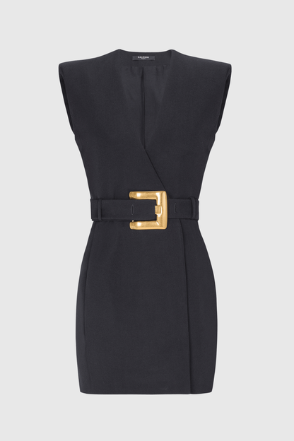 Sappho Belted Mini Dress - Black