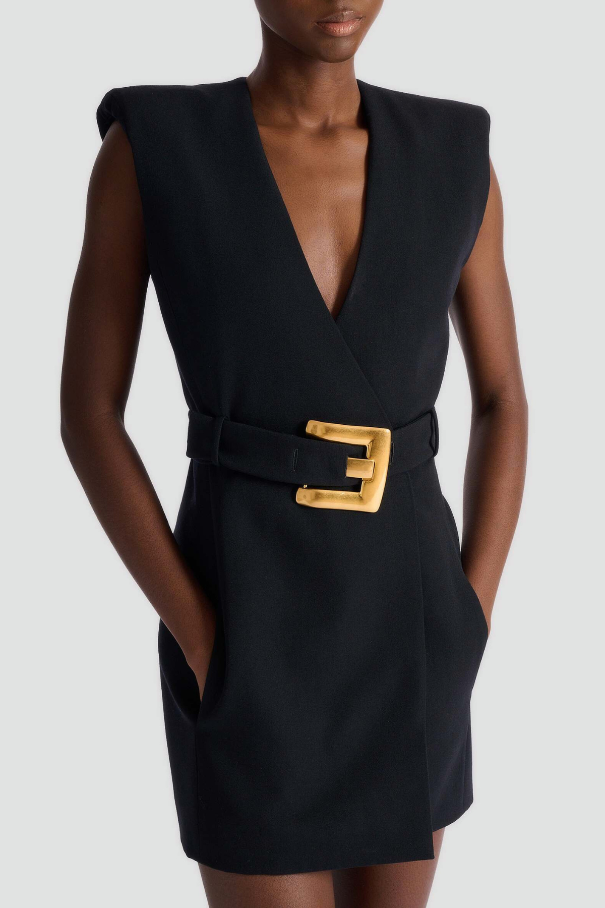 Sappho Belted Mini Dress - Black