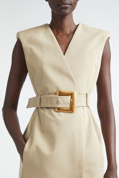 Sappho Belted Mini Dress - Khaki