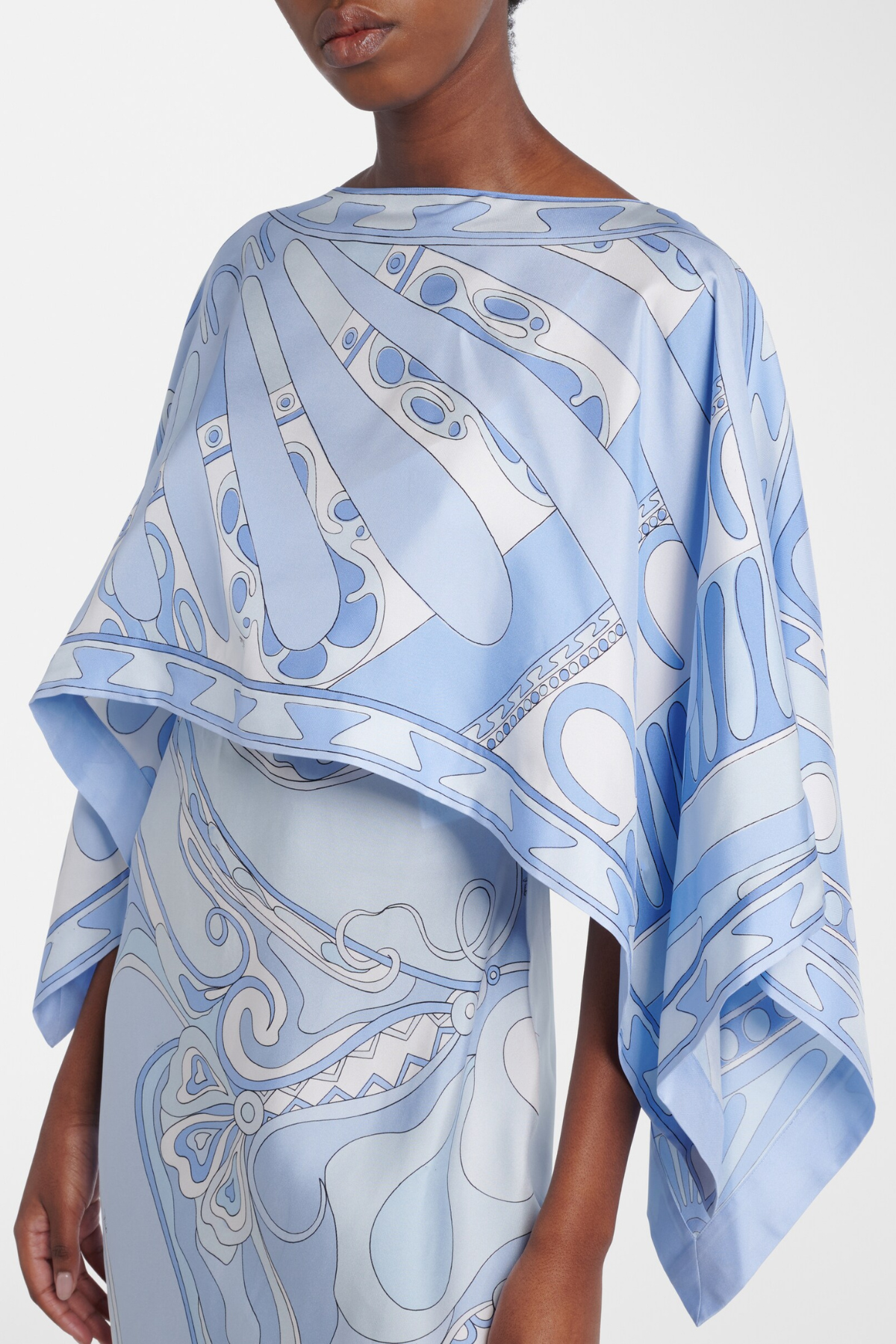 Sarpa Shawl Satin Maxi Dress - Blue