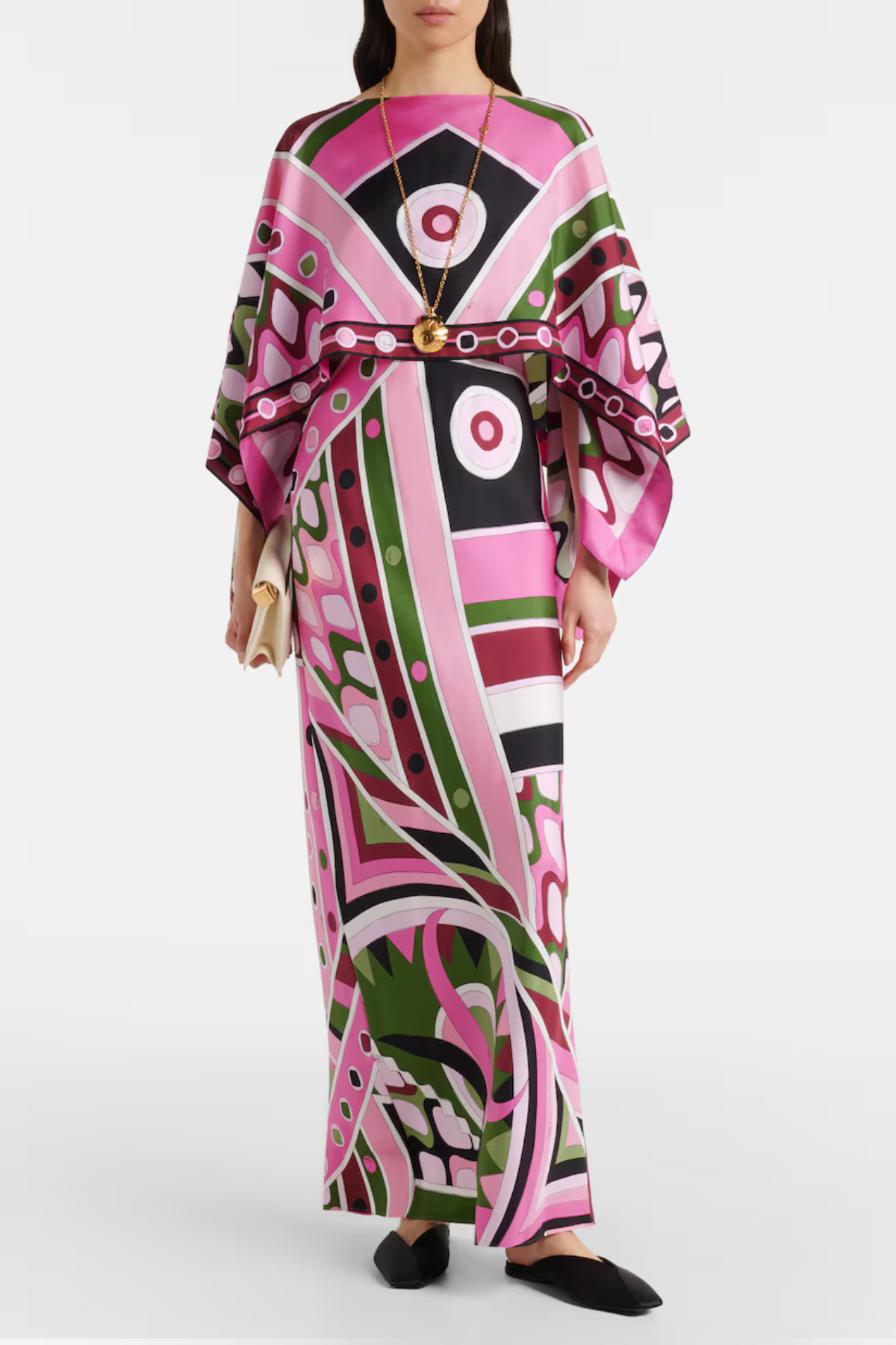 Sarpa Shawl Satin Maxi Dress - Pink