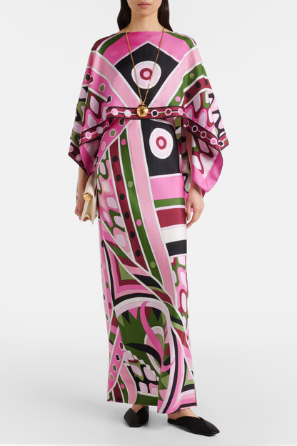 Sarpa Shawl Satin Maxi Dress - Pink