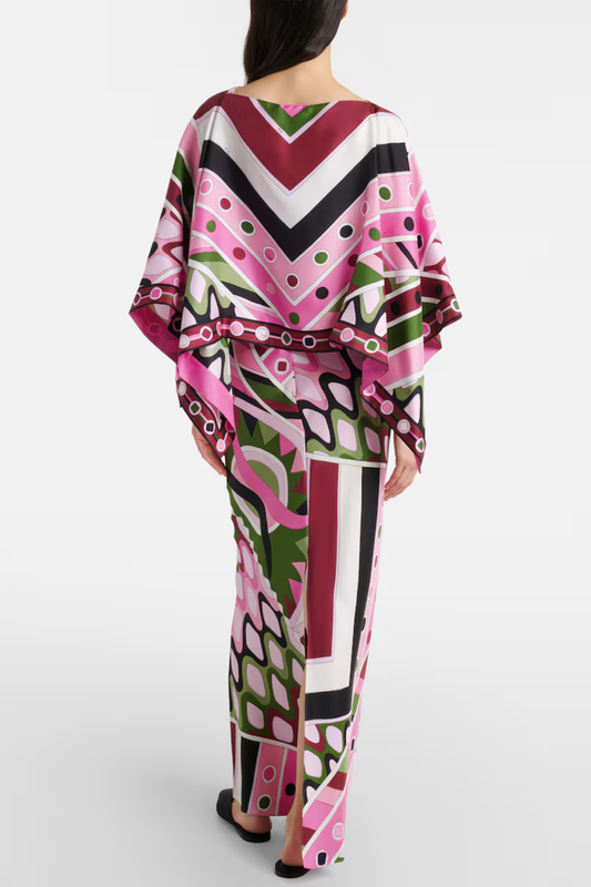 Sarpa Shawl Satin Maxi Dress - Pink
