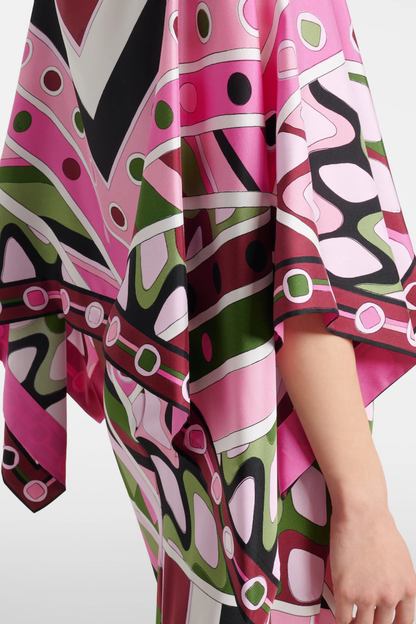 Sarpa Shawl Satin Maxi Dress - Pink