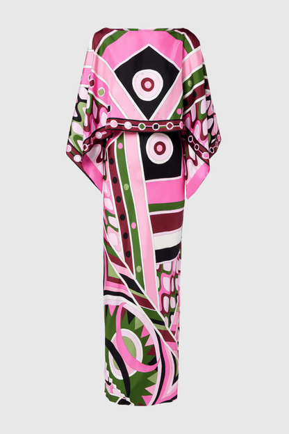 Sarpa Shawl Satin Maxi Dress - Pink