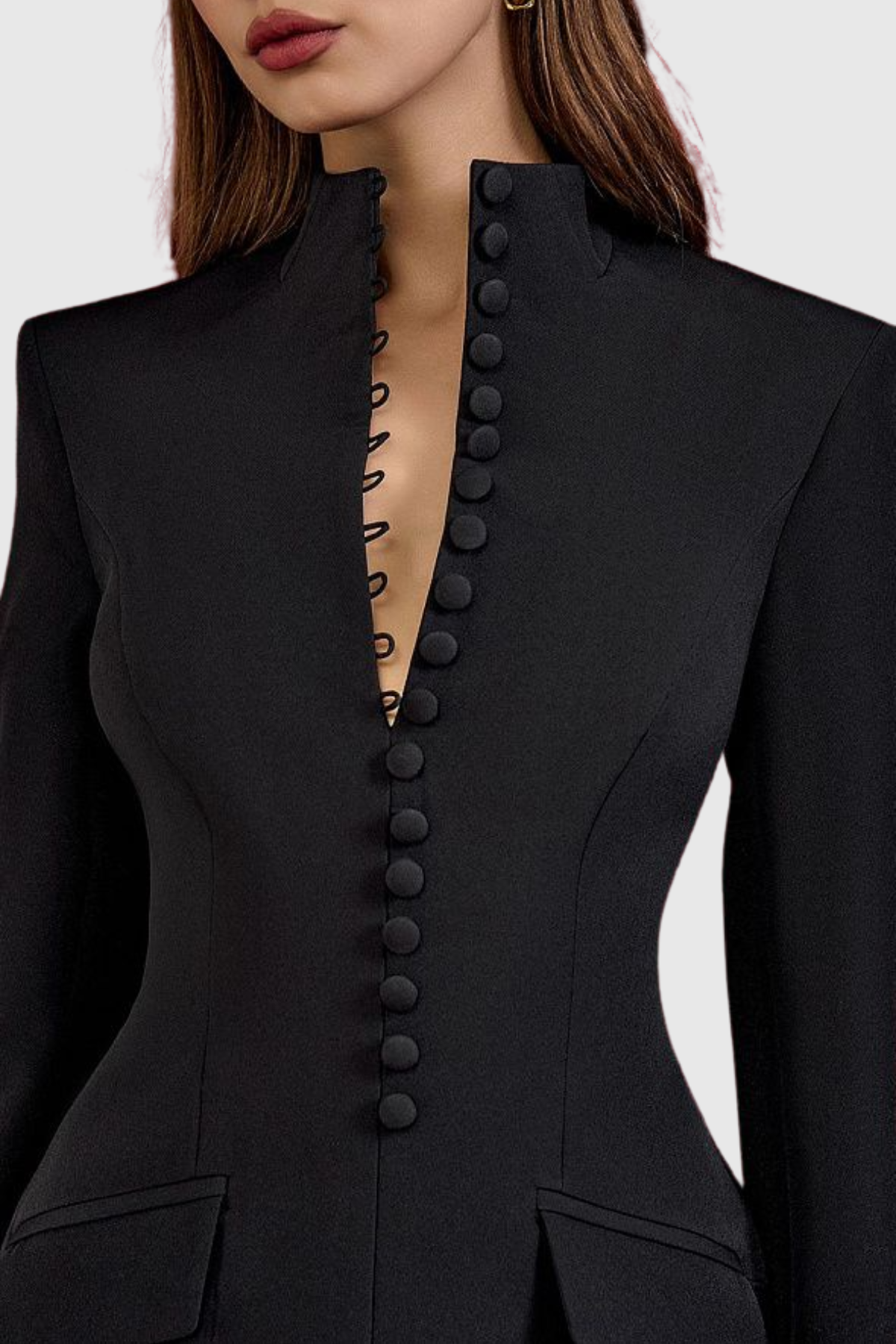Savita Buttoned Mini Blazer Dress - Black