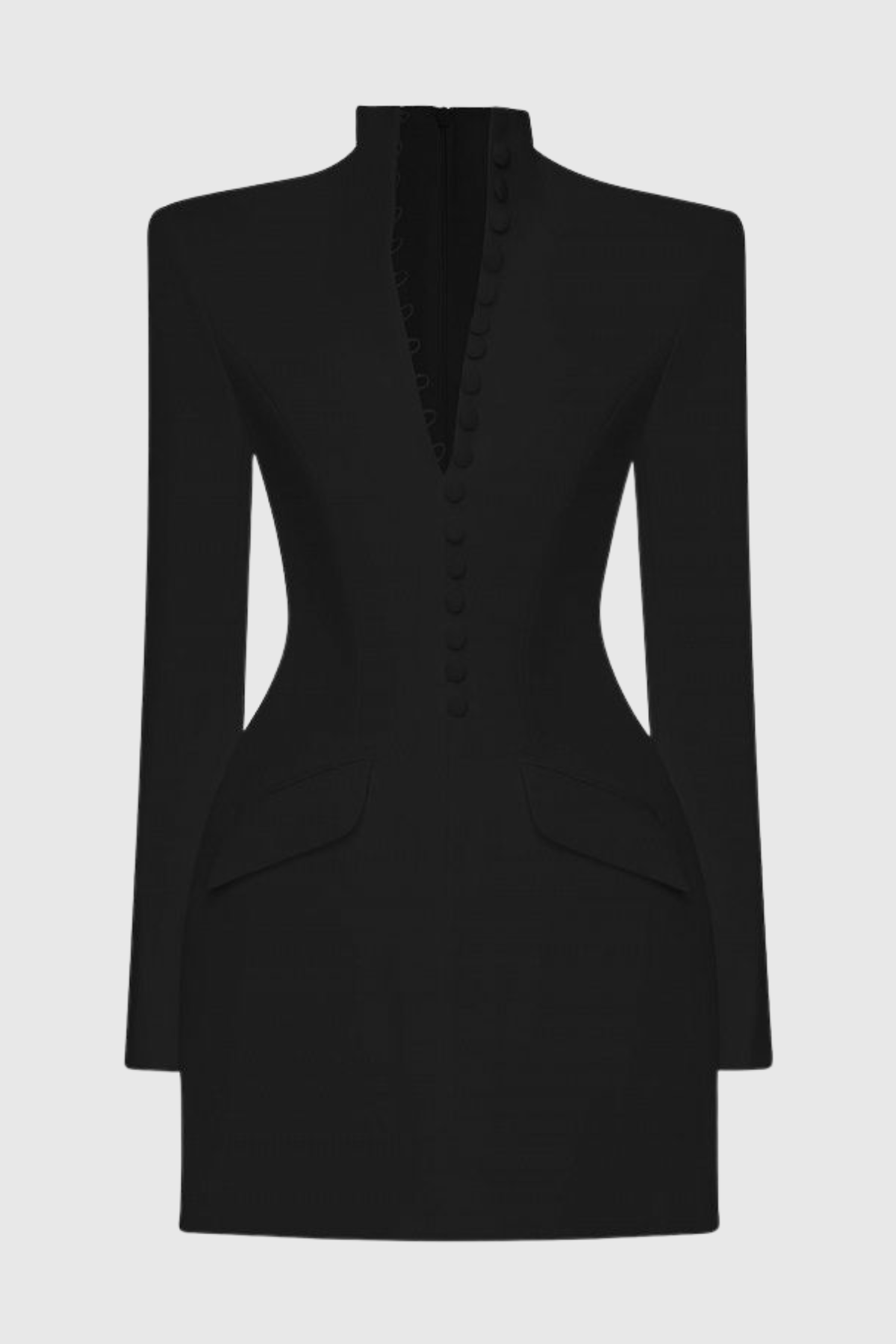 Savita Buttoned Mini Blazer Dress - Black