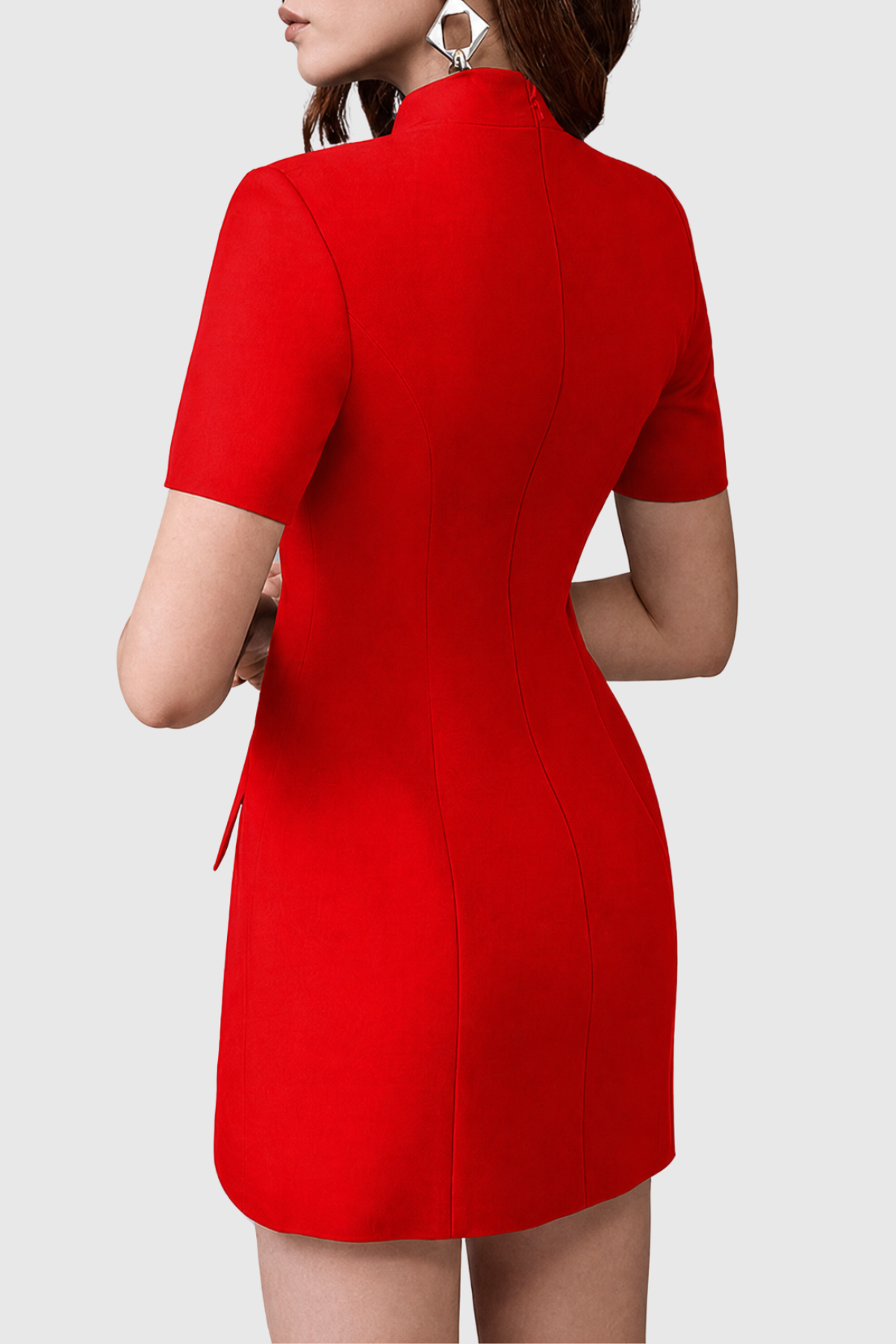 Savita Buttoned Mini Dress - Red