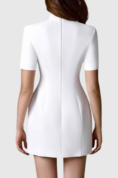 Savita Buttoned Mini Dress - White