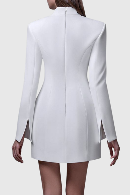 Savita Buttoned Mini Blazer Dress - White