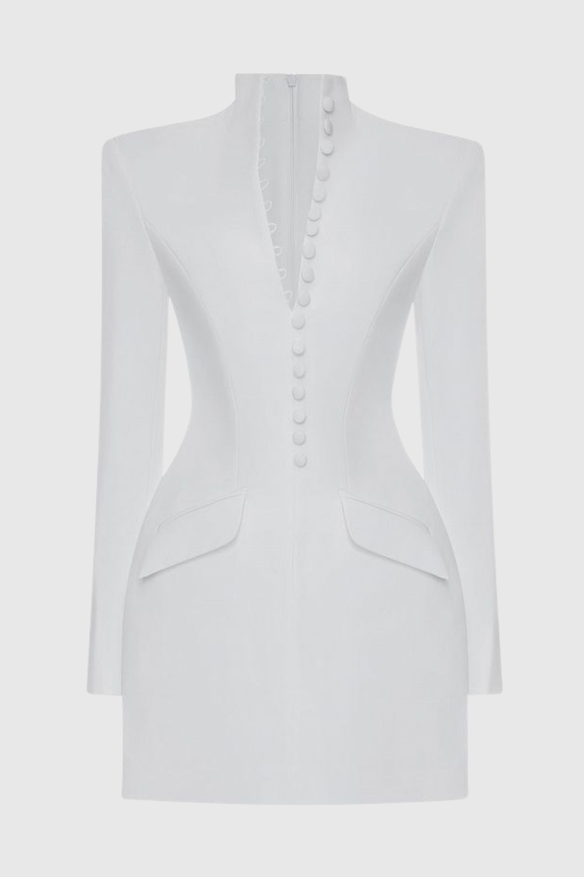Savita Buttoned Mini Blazer Dress - White