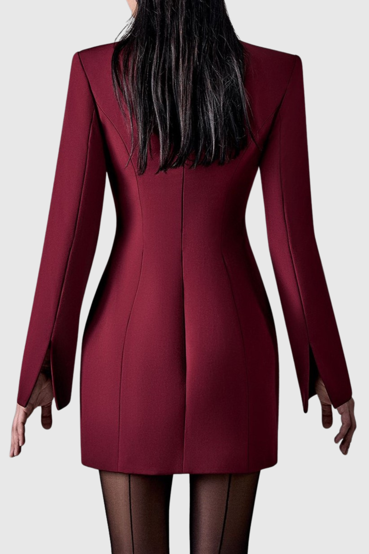 Savita Buttoned Mini Blazer Dress - Wine