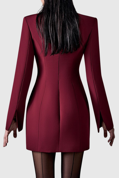 Savita Buttoned Mini Blazer Dress - Wine