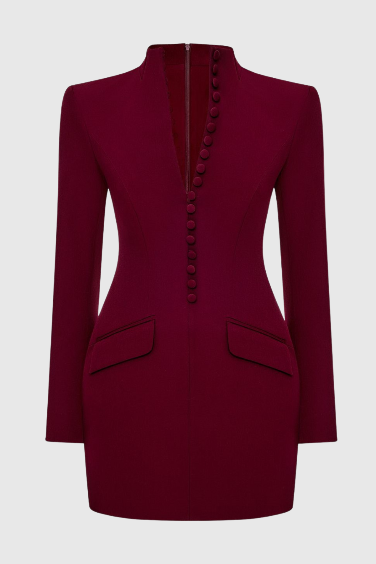 Savita Buttoned Mini Blazer Dress - Wine