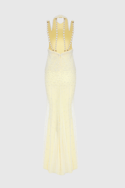 Sayda Pearl Embellished Cutout Maxi Dress