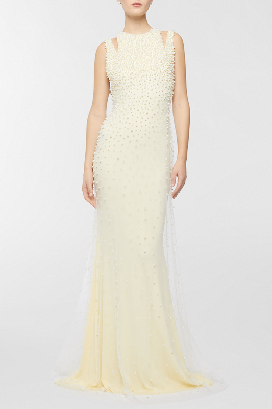 Sayda Pearl Embellished Cutout Maxi Dress