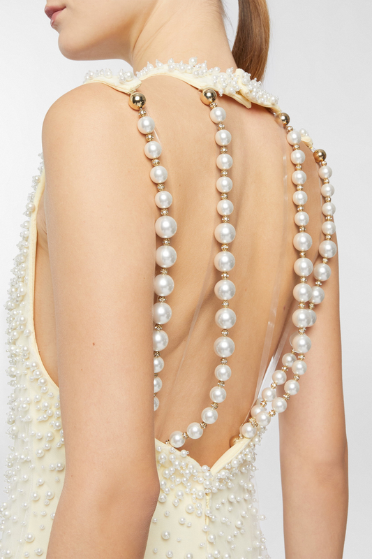 Sayda Pearl Embellished Cutout Maxi Dress