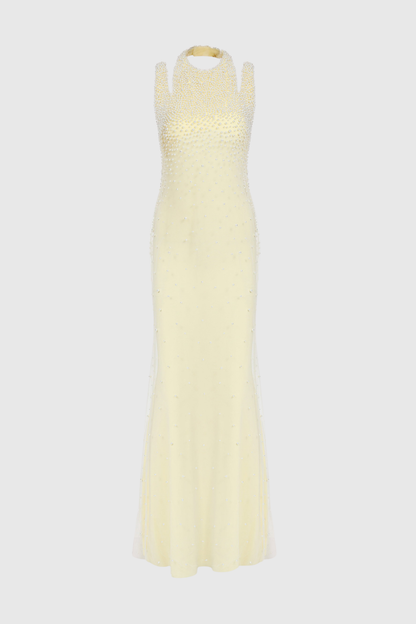 Sayda Pearl Embellished Cutout Maxi Dress
