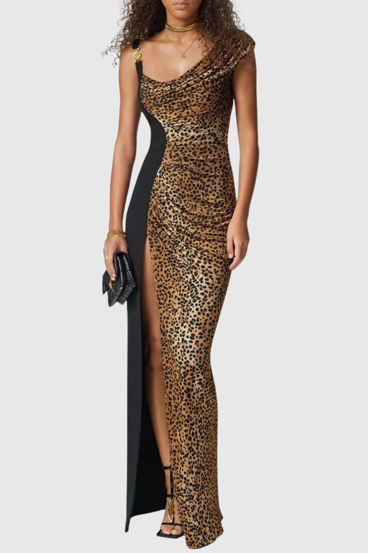 Sayera Leopard Ruched Maxi Dress