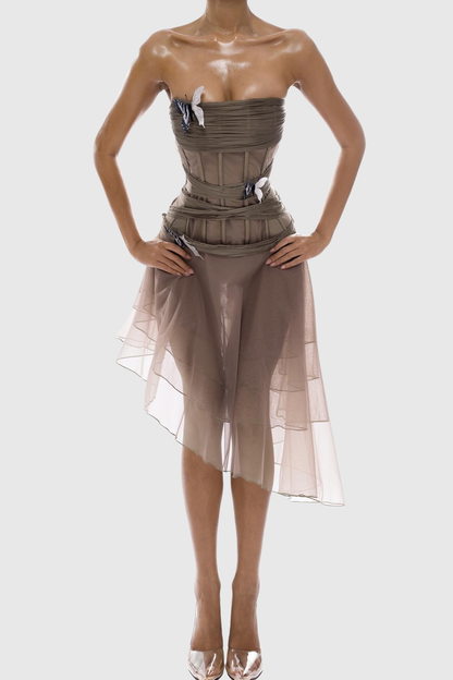Scottie Strapless Corset Butterfly Midi Dress