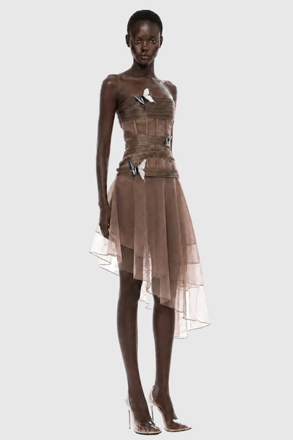 Scottie Strapless Corset Butterfly Midi Dress