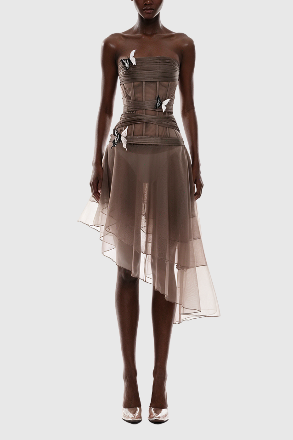 Scottie Strapless Corset Butterfly Midi Dress