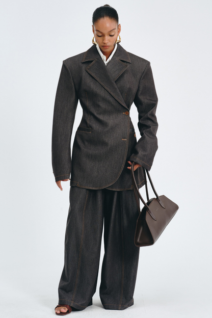 Sedona Contrast Stitching Blazer - Black