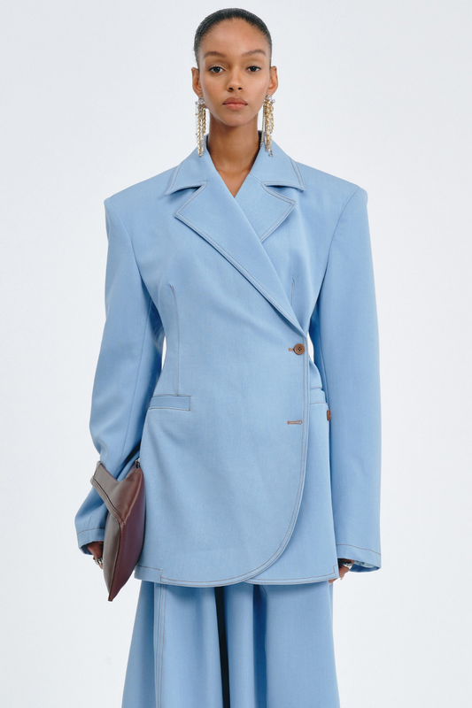 Sedona Contrast Stitching Blazer - Blue