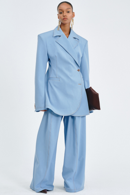 Sedona Contrast Stitching Blazer - Blue