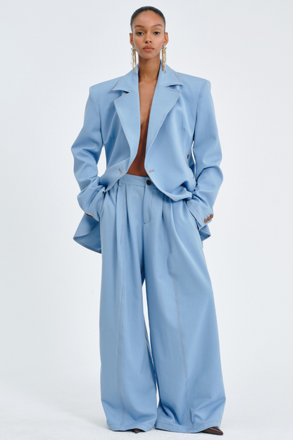 Sedona Contrast Stitching Blazer - Blue