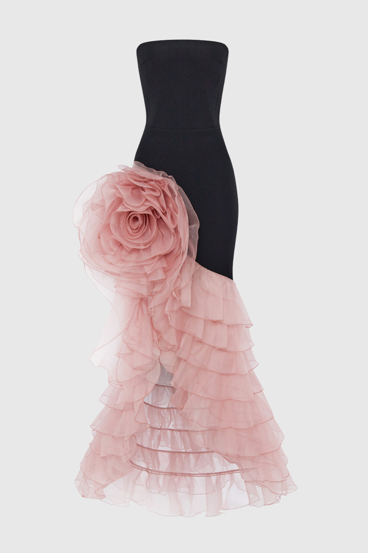 Selamua Floral Ruffle Strapless Maxi Dress