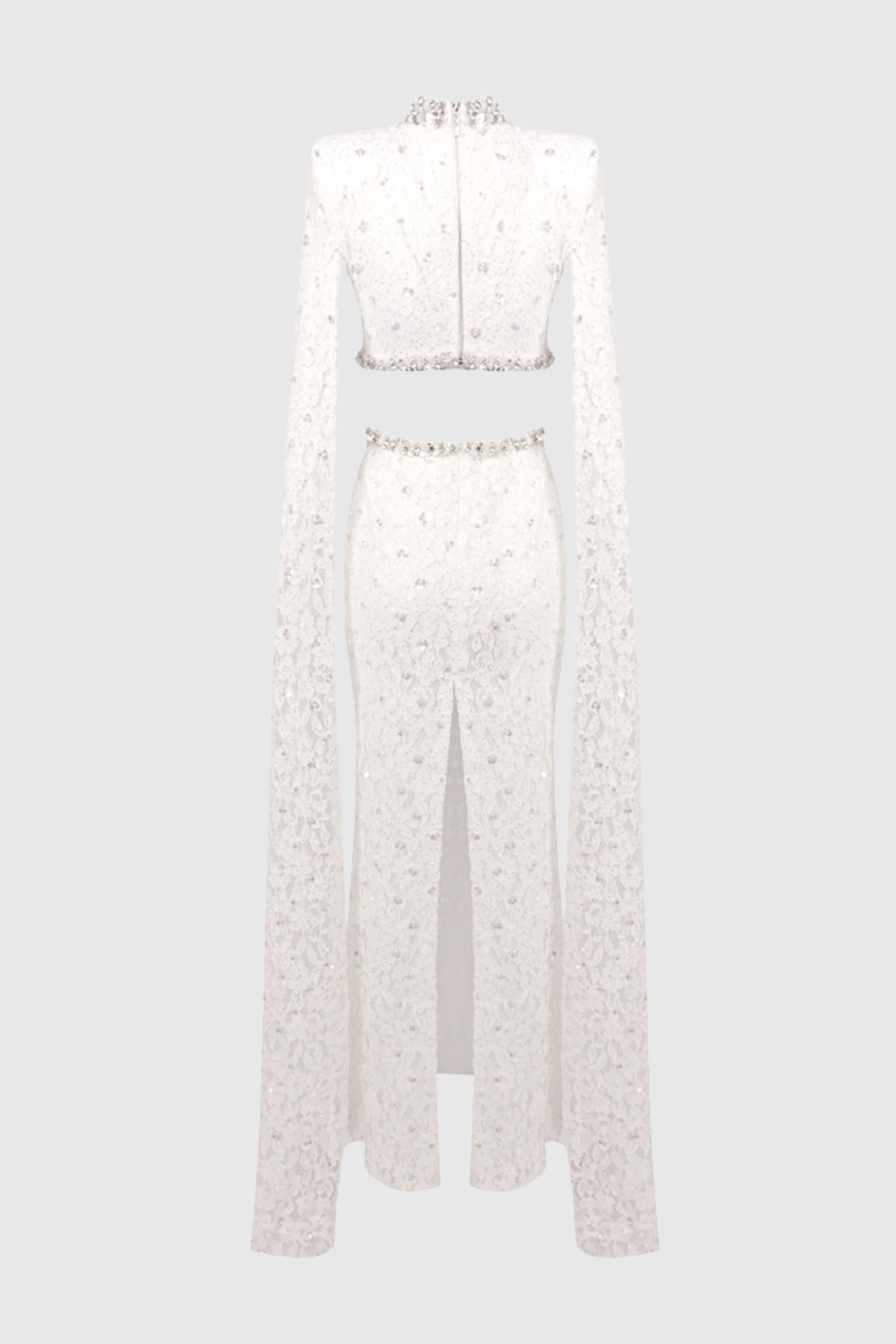 Semire Crystal Embellished Lace Cutout Maxi Dress