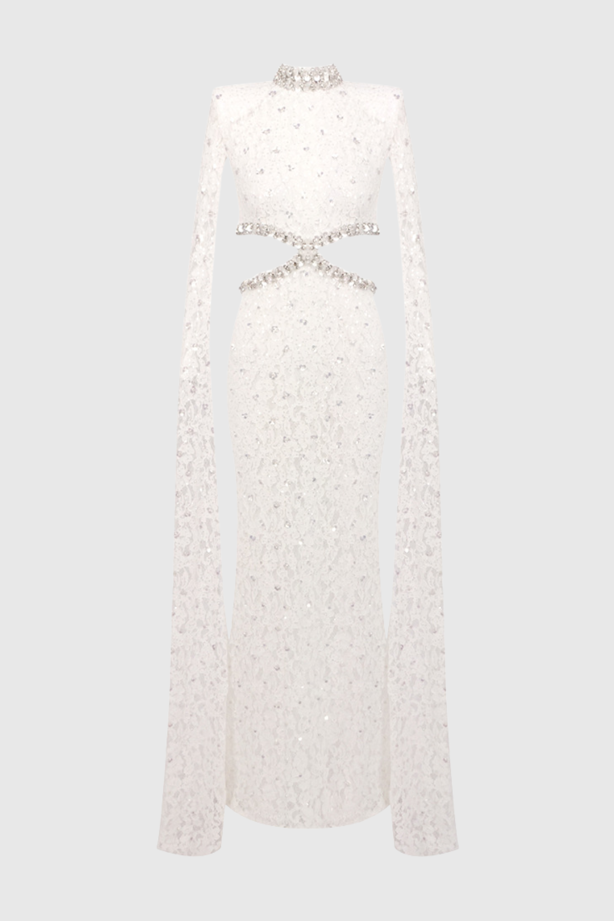 Semire Crystal Embellished Lace Cutout Maxi Dress