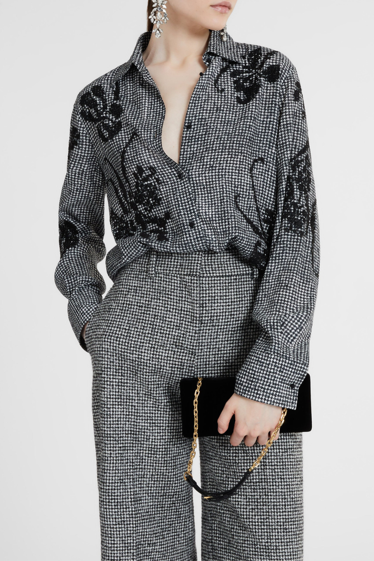 Semra Floral Houndstooth Shirt