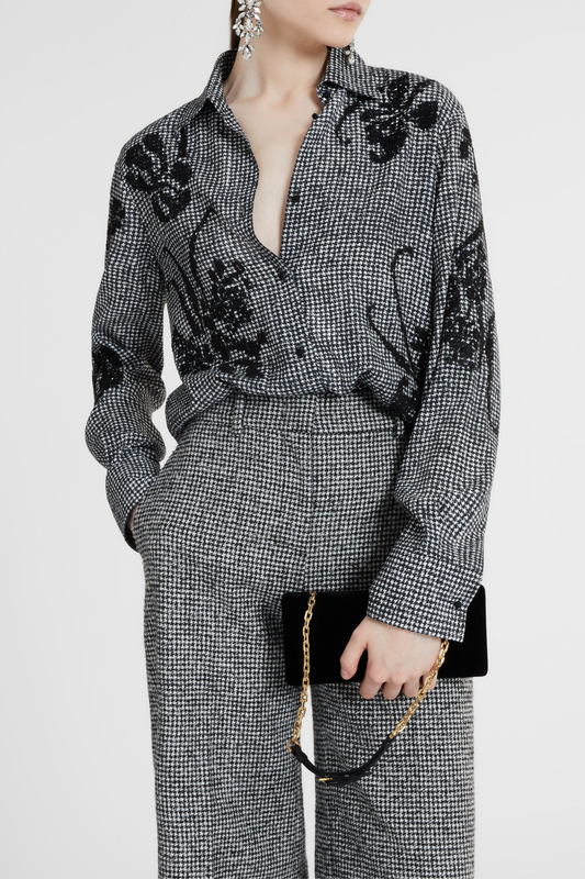 Semra Floral Houndstooth Shirt