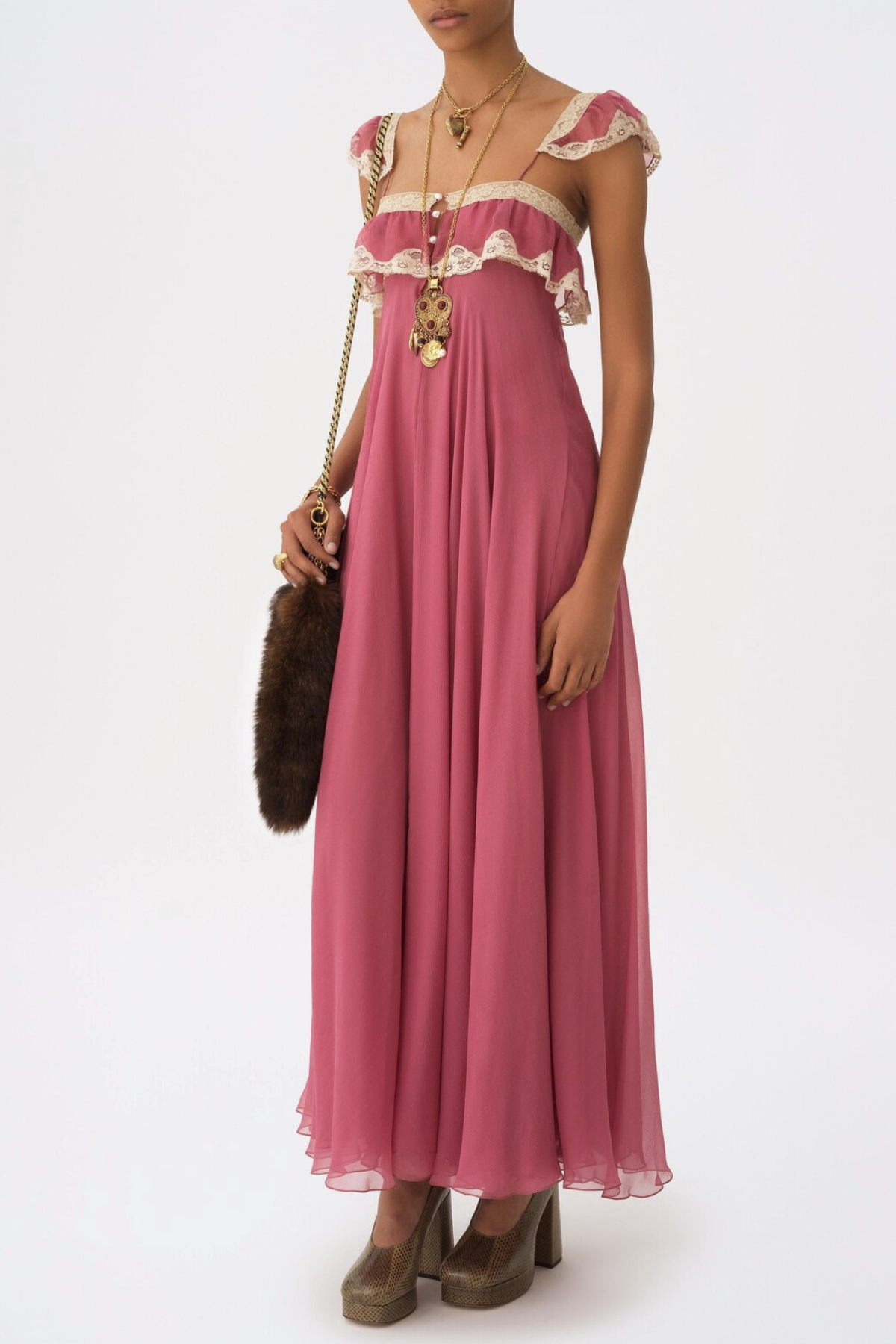 Senara Lace Trimmed Maxi Dress