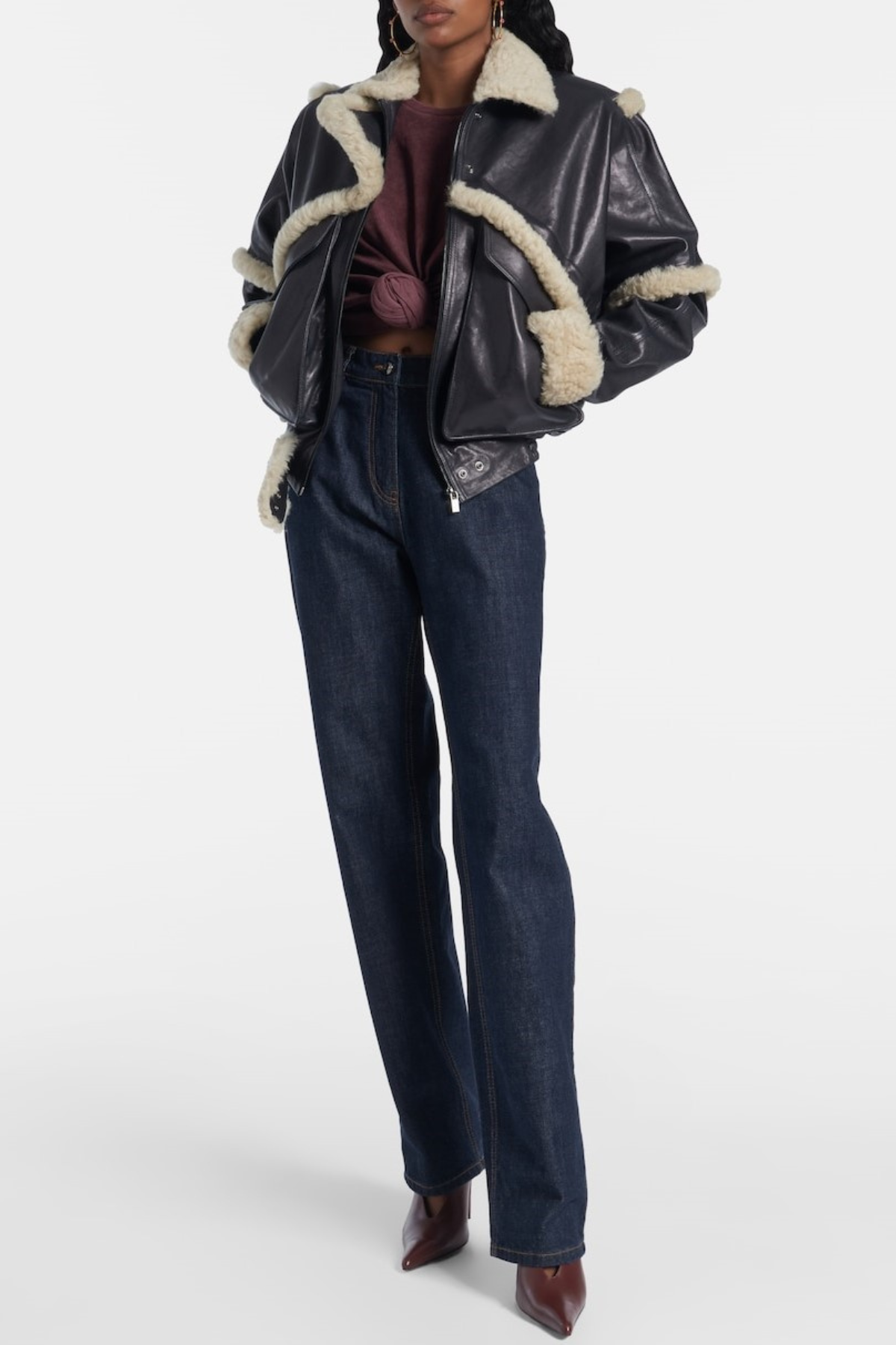 Senna Shearling-trimmed Leather Bomber Jacket