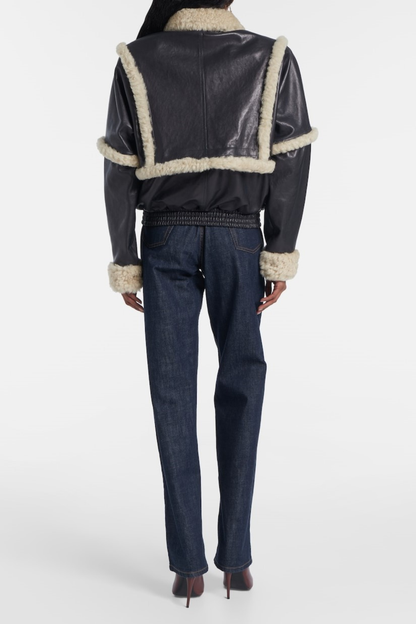 Senna Shearling-trimmed Leather Bomber Jacket