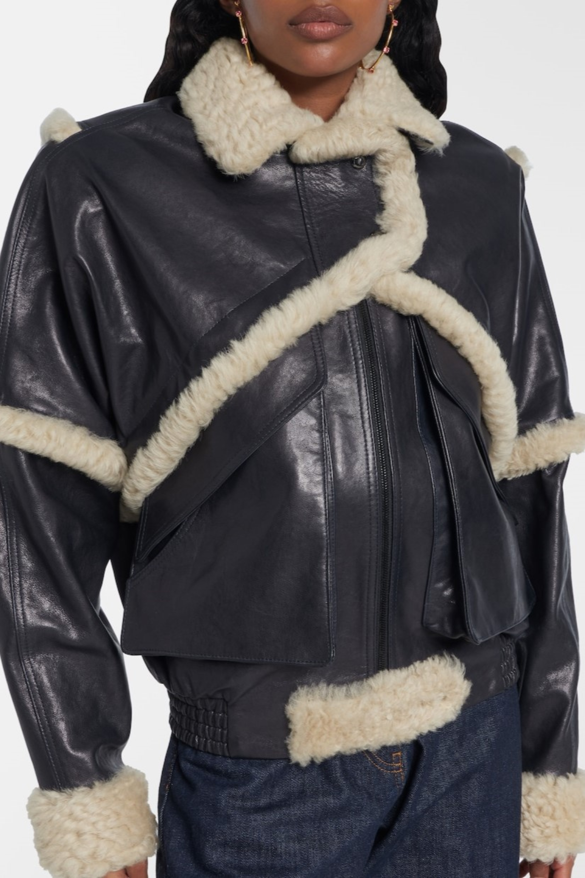 Senna Shearling-trimmed Leather Bomber Jacket