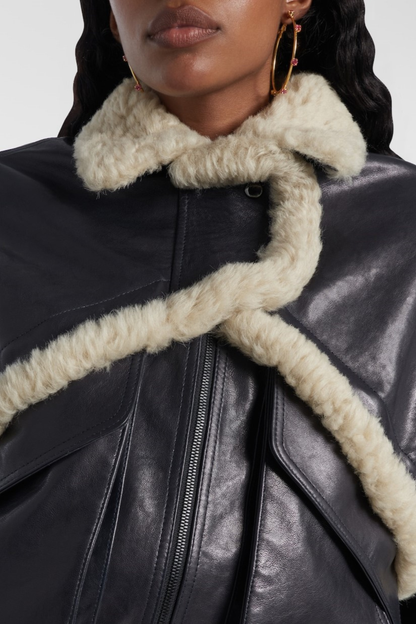 Senna Shearling-trimmed Leather Bomber Jacket