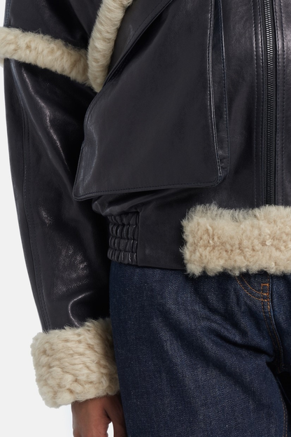 Senna Shearling-trimmed Leather Bomber Jacket