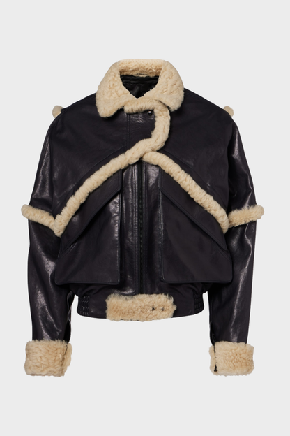 Senna Shearling-trimmed Leather Bomber Jacket