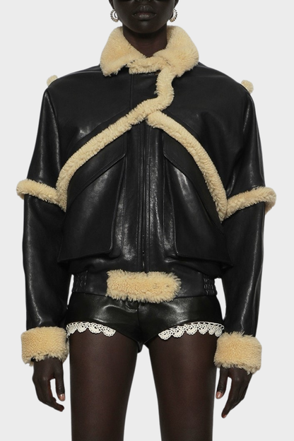Senna Shearling-trimmed Leather Bomber Jacket