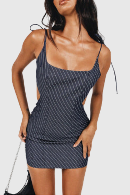 Serapha Stripe Backless Mini Dress