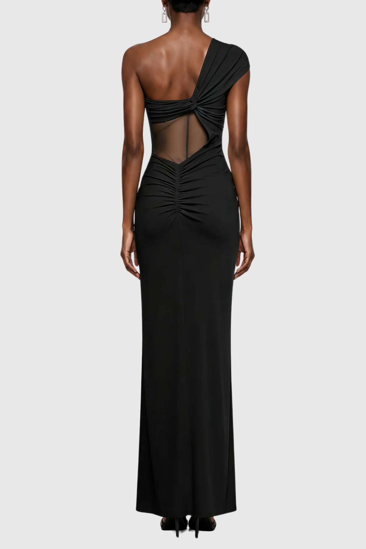 Seraphim One Shoulder Lace Maxi Dress - Black