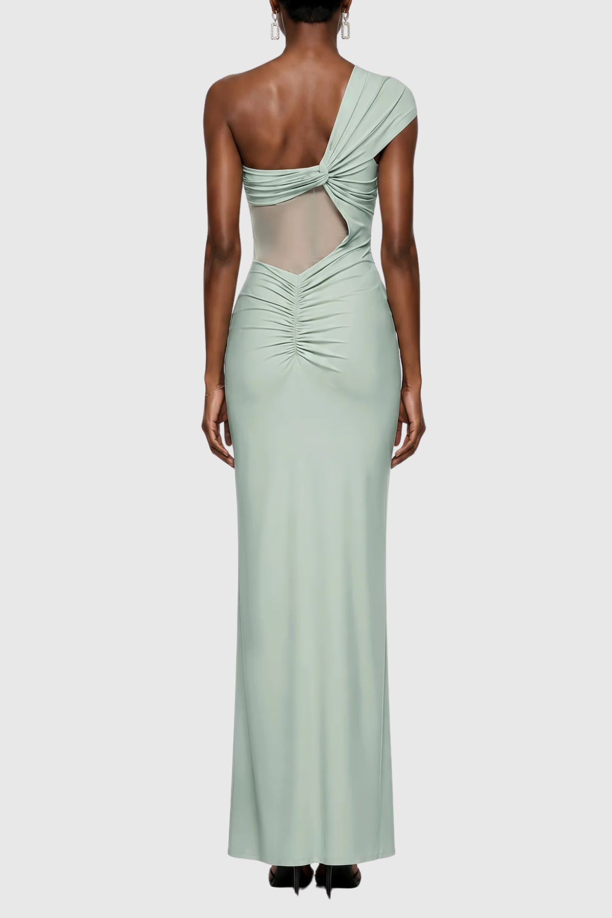 Seraphim One Shoulder Lace Maxi Dress - Green